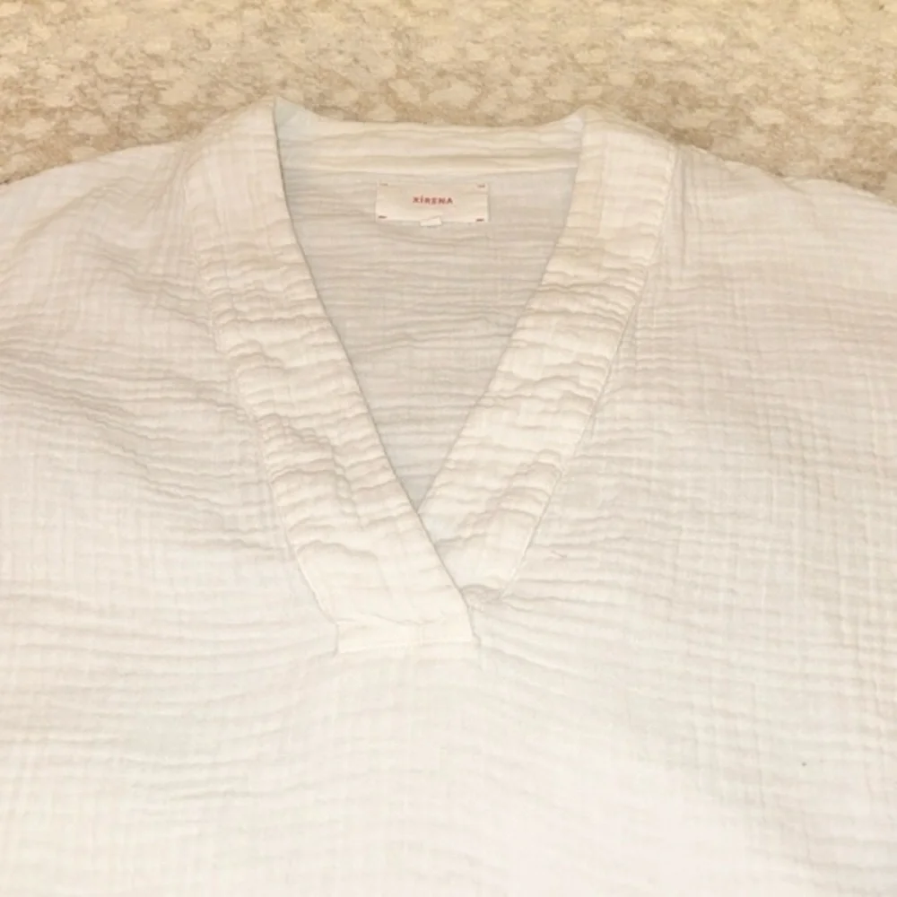 Xirena Avery White Cotton Gauze Short Sleeve Casual Top - Picture 5 of 14